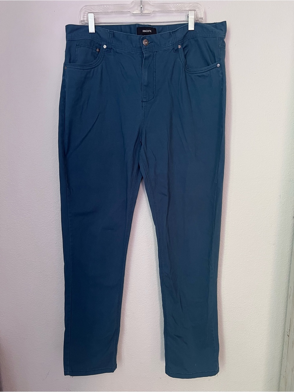 Men’s Ring Of Fire Solid Blue Straight Leg Jeans Size 36X 32